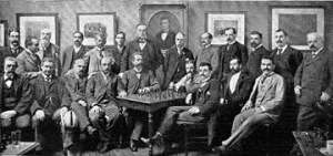 The players and tournament officials at the New York 1893 tournament.
